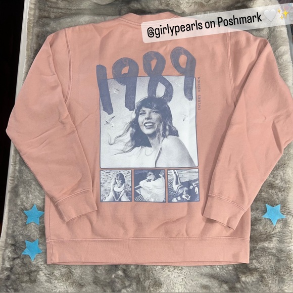 Official Taylor Swift 1989 (Taylor’s Version) Pink Crewneck Sweatshirt New - Picture 9 of 11